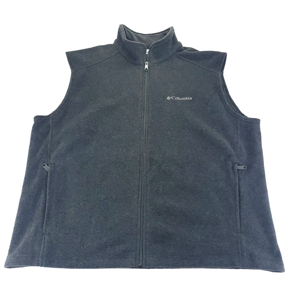 Columbia Steens Mountain Fleece Vest Mens XL Charcoal Gray Zip Pockets GorpCorp